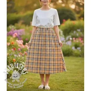 Tissu double gaze/mousseline Double sided CHECKS multicolour brown