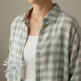 Tissu double gaze/mousseline Double sided CHECKS MINI nile