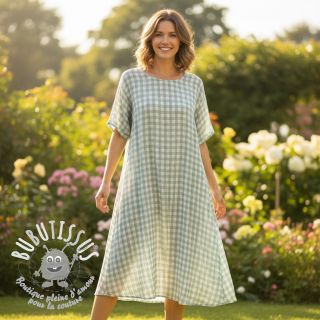 Tissu double gaze/mousseline Double sided CHECKS MINI nile