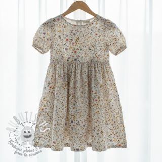 Tissu double gaze/mousseline Lovely meadow white