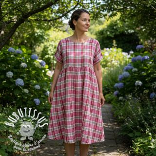 Tissu double gaze/mousseline Double sided CHECKS pink