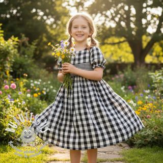 Tissu double gaze/mousseline Double sided CHECKS MINI black