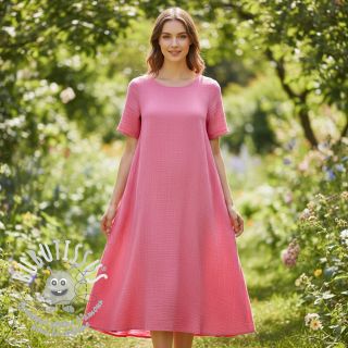 Tissu double gaze/mousseline pink ORGANIC