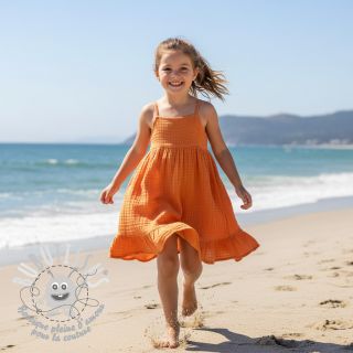 Tissu double gaze/mousseline orange