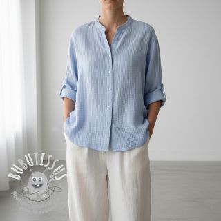 Tissu double gaze/mousseline blue heaven ORGANIC