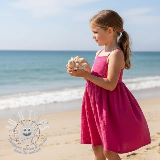 Tissu double gaze/mousseline fuchsia ORGANIC