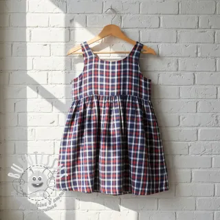Tissu double gaze/mousseline Double sided Checks navy