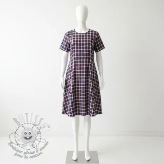 Tissu double gaze/mousseline Double sided Checks navy