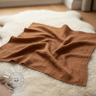 Tissu double gaze/mousseline cognac ORGANIC