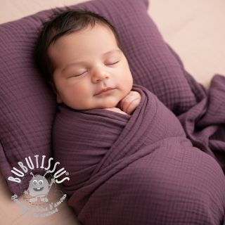 Tissu double gaze/mousseline aubergine