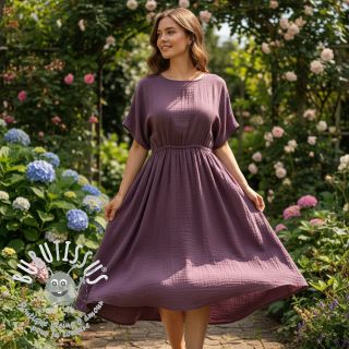 Tissu double gaze/mousseline aubergine