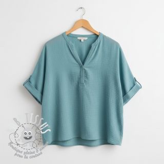 Tissu double gaze/mousseline blue shadow