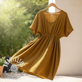 Tissu double gaze/mousseline ochre