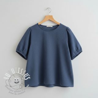 Tissu double gaze/mousseline jeans blue ORGANIC