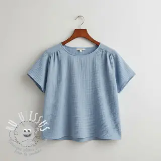 Tissu double gaze/mousseline blue ORGANIC