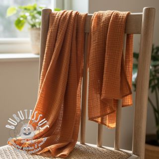 Tissu double gaze/mousseline brique ORGANIC