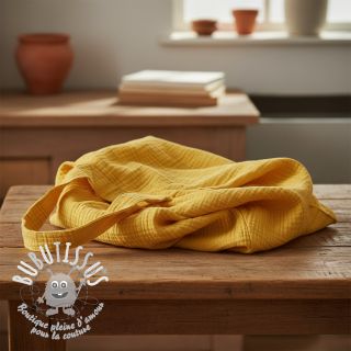 Tissu double gaze/mousseline soft yellow ORGANIC
