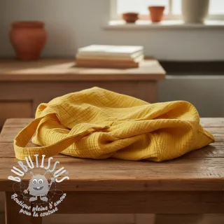 Tissu double gaze/mousseline soft yellow ORGANIC