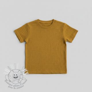 Tissu double gaze/mousseline ochre ORGANIC