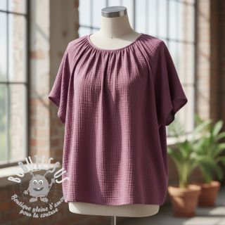 Tissu double gaze/mousseline purple ORGANIC