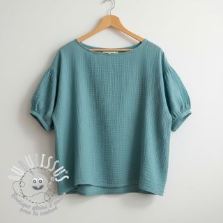 Tissu double gaze/mousseline blue shadow ORGANIC