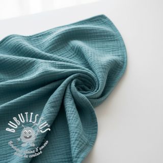 Tissu double gaze/mousseline blue shadow ORGANIC