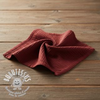 Tissu double gaze/mousseline bordeaux ORGANIC