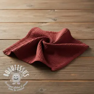 Tissu double gaze/mousseline bordeaux ORGANIC