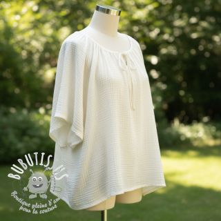 Tissu double gaze/mousseline ecru