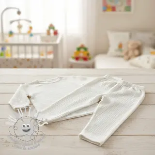 Tissu double gaze/mousseline ecru