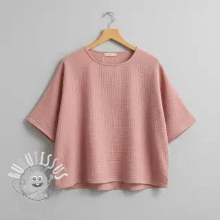 Tissu double gaze/mousseline soft rose