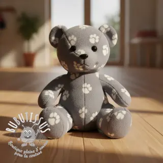 Polaire bien-etre Dog paw light grey