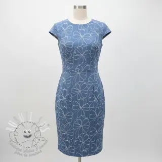 JEANS DENIM JACQUARD Flowers indigo