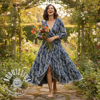 Tissu coton JEANS EMBROIDERY Flora design A