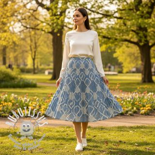 Tissu coton JEANS EMBROIDERY Square light blue