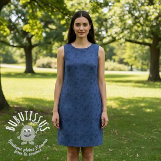 JEANS 9,5 OZ Embossed Flowers dark blue