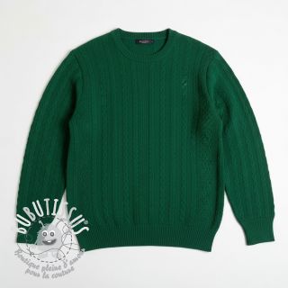 Tissu maille tricot jacquard Cable forest green