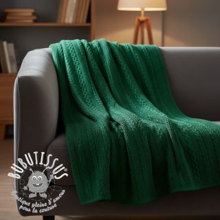 Tissu maille tricot jacquard Cable forest green