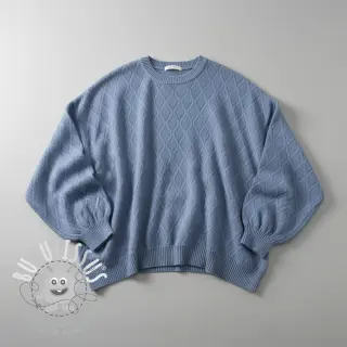 Tissu maille tricot jacquard Diamond baby blue