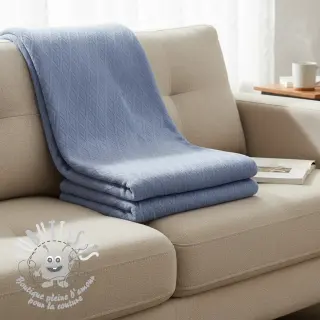 Tissu maille tricot jacquard Diamond baby blue