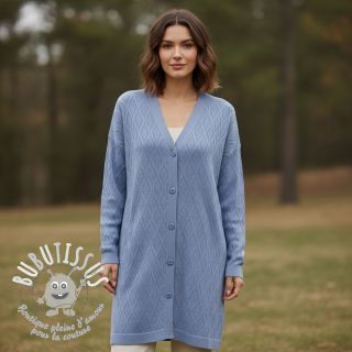 Tissu maille tricot jacquard Diamond baby blue