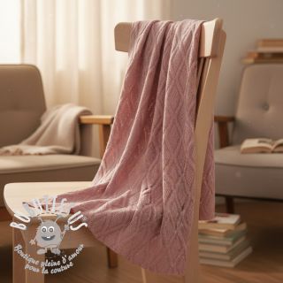 Tissu maille tricot jacquard Diamond light pink