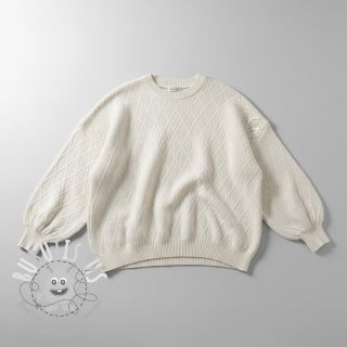 Tissu maille tricot jacquard Diamond off white