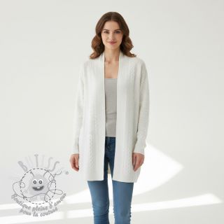 Tissu maille tricot jacquard Cable white