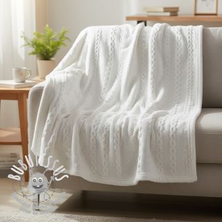 Tissu maille tricot jacquard Cable white