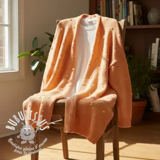 Tissu tricot BIG KNIT DOT peach