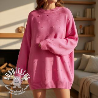 Tissu tricot BIG KNIT DOT pink