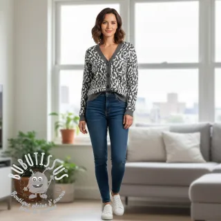 Tissu maille tricot jacquard Comfy Collage shapes grey
