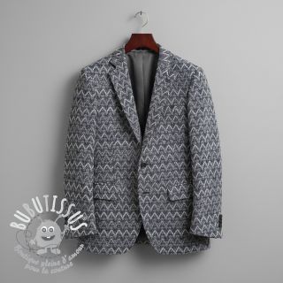 Tissu maille tricot jacquard Comfilia Zigzag wavy blue