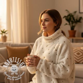 Tissu de manteau TEDDY Tossed hearts gold